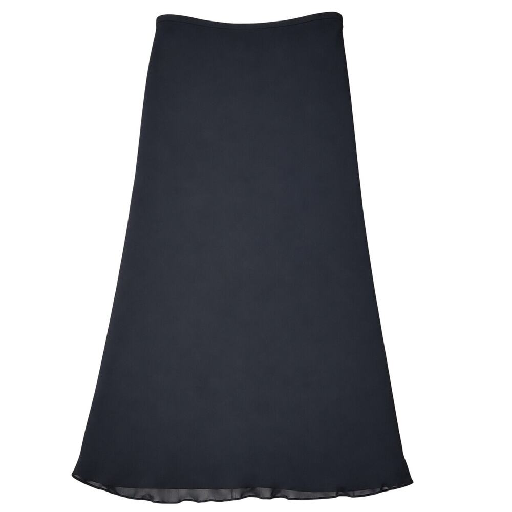 J Crew Gwyneth Chiffon Midi Slip Skirt Black Sheer 90s Retro Back Slit Medium - Picture 3 of 6